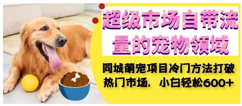 超级市场自带流量的宠物领域,同城萌宠项目冷门方法打破热门市场,小白轻松600+-第一资源库