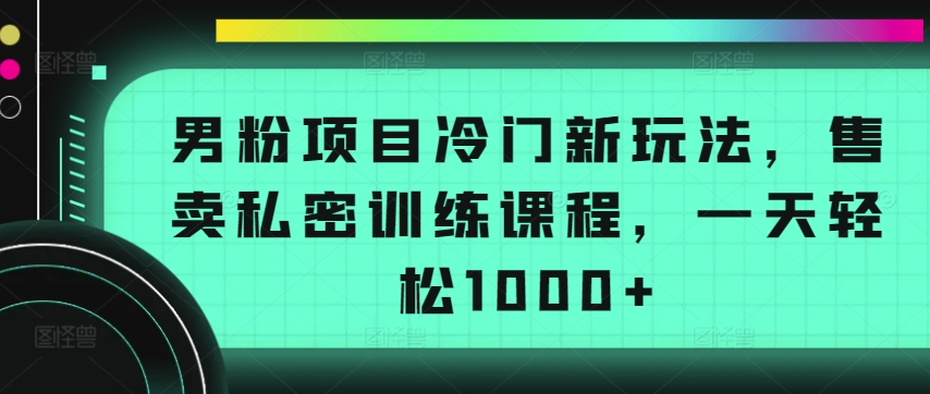男粉项目冷门新玩法,售卖私密训练课程,一天轻松1000+【揭秘】-第一资源库