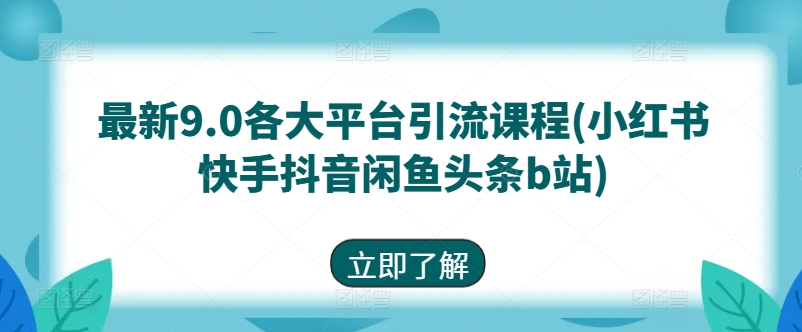 最新9.0各大平台引流课程(小红书快手抖音闲鱼头条b站)-第一资源库