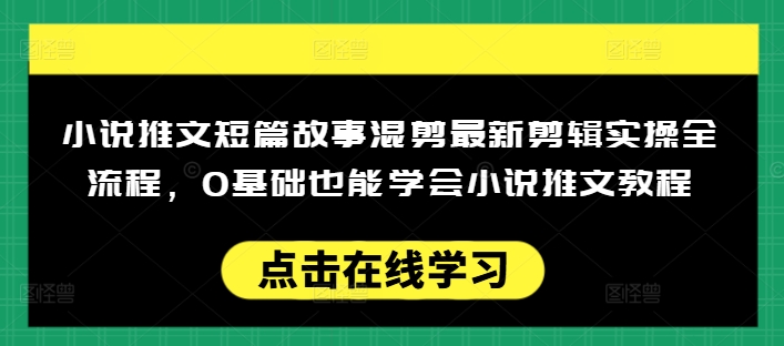 小说推文短篇故事混剪最新剪辑实操全流程，0基础也能学会小说推文教程，肯干多发日入多张-第一资源库