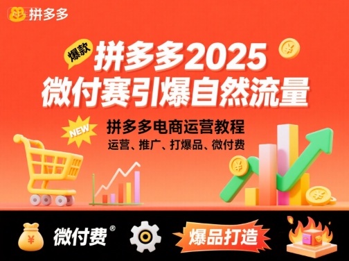 拼多多2025微付费引爆自然流量，拼多多电商运营教程，运营、推广、打爆品、微付费（更新）-第一资源库