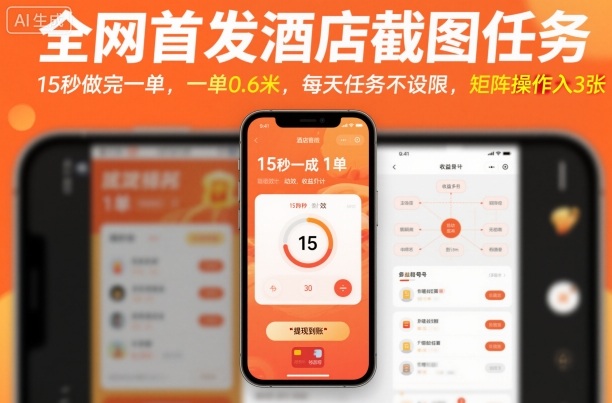 全网首发酒店截图任务，15秒做完一单，一单0.6米，每天任务不设限，矩阵操作日入3张【揭秘】-第一资源库