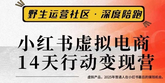 小红书虚拟电商14天变现训练营3.0，​虚拟产品，2025年普通人在小红书最后的搞钱机会-第一资源库