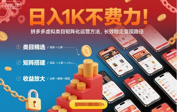 日入1K不费力！拼多多虚拟类目矩阵化运营方法，长效稳定变现路径-第一资源库