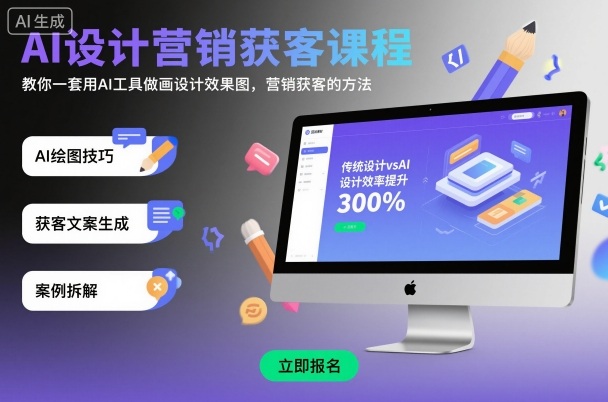 AI设计营销获客课程，教你一套用AI工具做画设计效果图，营销获客的方法-第一资源库
