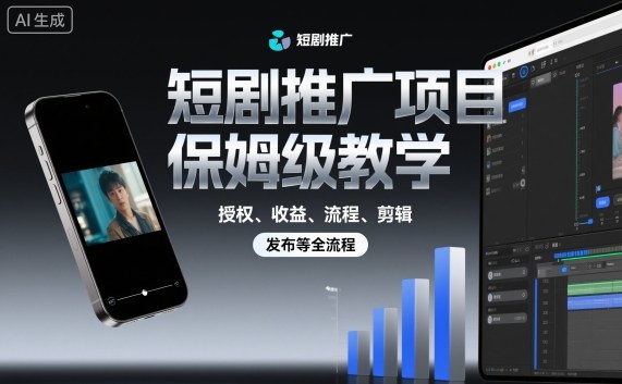 短剧推广项目保姆级教学，授权、收益、流程、剪辑，发布等全流程-第一资源库