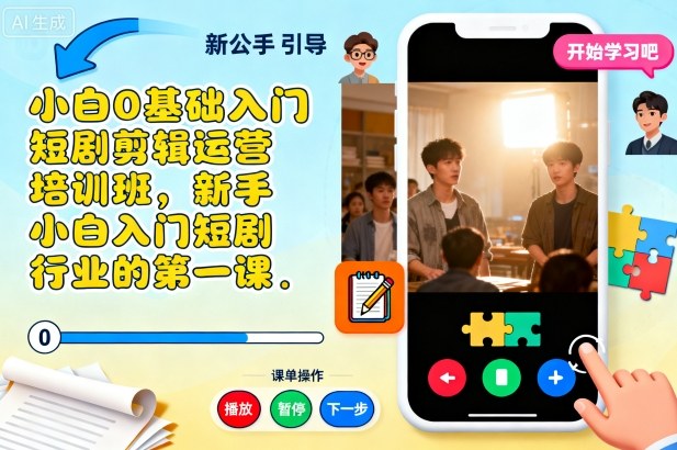 小白0基础入门短剧剪辑运营培训班，新手小白入门短剧行业的第一课-第一资源库