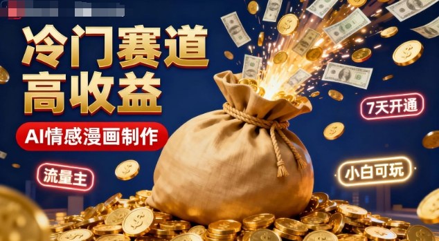 公众号冷门赛道，用AI做情感漫画，7天开通流量主，操作简单，小白可玩-第一资源库