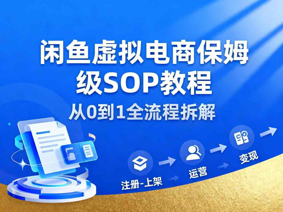 闲鱼虚拟电商，月入轻松过1W，保姆级SOP教程-第一资源库