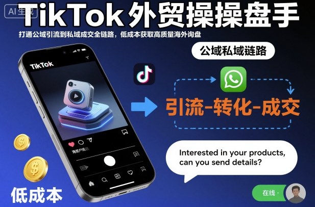 TikTok外贸操盘手，打通公域引流到私域成交全链路，低成本获取高质量海外询盘-第一资源库