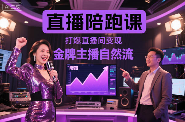 直播陪跑课，金牌主播自然流打爆直播间，复制高变现玩法-第一资源库