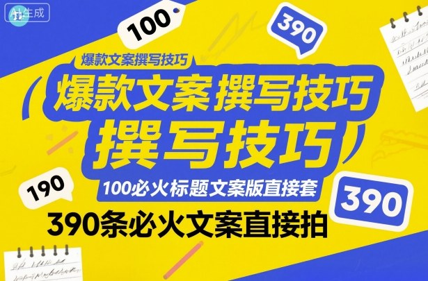 爆款文案撰写技巧，100个必火标题文案模版直接套，390条必火文案直接拍-第一资源库