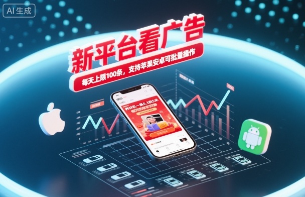 新平台看广告，养好机一条0.3到5米，每天上限100条，支持苹果安卓可批量操作-第一资源库