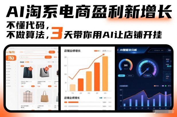 AI淘系电商盈利新增长，不懂代码，不做算法，3天带你用AI让店铺开挂-第一资源库