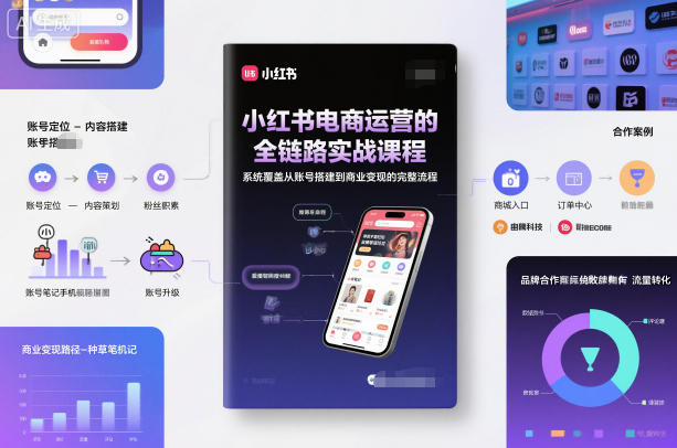 小红书电商运营的全链路实战课程，系统覆盖从账号搭建到商业变现的完整流程-第一资源库