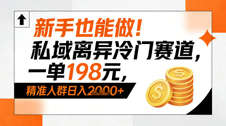 新手也能做！私域离异冷门赛道，一单198，精准人群日入1k+-第一资源库