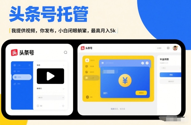 头条号AI托管，我提供视频，你发布，小白闭眼躺賺，最高月入5k+【揭秘】-第一资源库