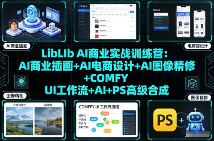 LibLIb AI商业实战训练营：AI商业插画+AI电商设计+AI图像精修+COMFY UI工作流+AI+PS高级合成-第一资源库