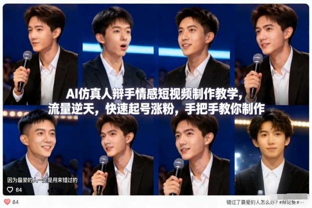 AI仿真人辩手情感短视频制作教学,流量逆天,快速起号涨粉,手把手教你制作