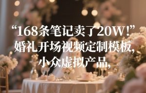 168条笔记卖了20W！婚礼开场视频定制模板，小众虚拟产品-第一资源库