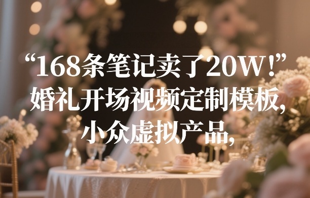 168条笔记卖了20W！婚礼开场视频定制模板，小众虚拟产品-第一资源库