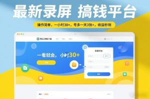 最新录屏搞钱平台，操作简单，一看就会，一小时30+，号多一天3张+，收益秒到【揭秘】-第一资源库