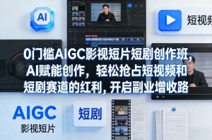 0门槛AIGC影视短片短剧创作班，AI赋能创作，轻松抢占短视频和短剧赛道的红利，开启副业增收路-第一资源库