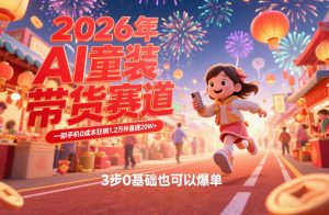 AI童装新春带货赛道，一部手机0成本狂销1.2万件喜提20W+，3步0基础也可以爆单-第一资源库