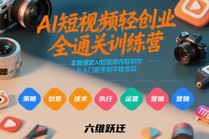 AI短视频轻创业全通关训练营，掌握爆款AI短视频内容创作，从入门新手到平稳变现的六维跃迁-第一资源库