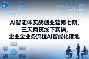 AI智能体实战创业营第七期，三天两夜线下实操，企业全业务流程AI智能化落地（26年1月20-22号）-第一资源库