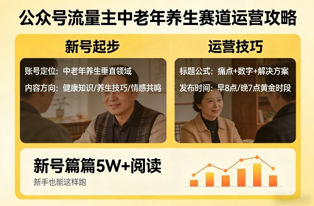 公众号流量主中老年养生赛道，新号篇篇5W+阅读，新手也能这样跑-第一资源库