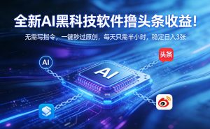 全新AI黑科技软件撸头条收益！无需写指令，一键秒过原创，每天只需半小时，稳定日入3张【揭秘】-第一资源库