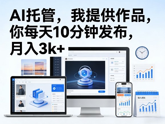 公众号AI托管，我提供作品，你每天10分钟发布，月入3k+【揭秘】-第一资源库