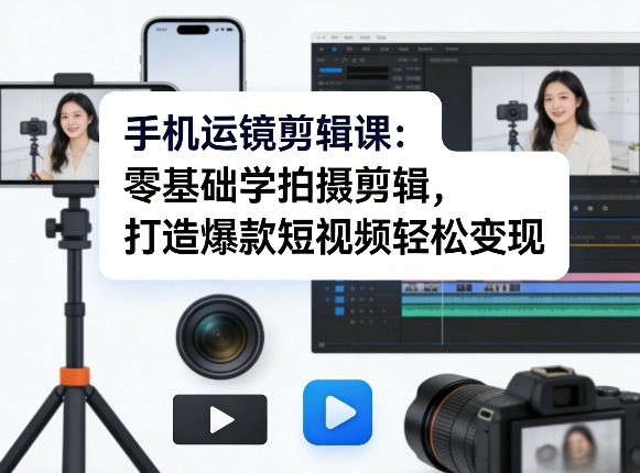 手机运镜剪辑课：零基础学拍摄剪辑，打造爆款短视频轻松变现-第一资源库