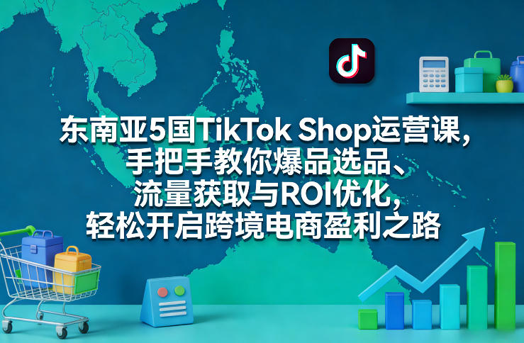 东南亚5国TikTok Shop运营课，手把手教你爆品选品、流量获取与ROI优化，轻松开启跨境电商盈利之路-第一资源库