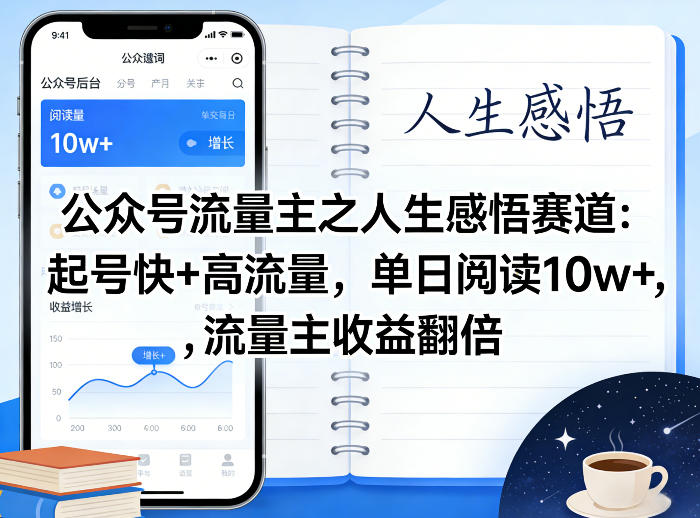 公众号流量主之人生感悟赛道，起号快+高流量，单日阅读10w+，流量主收益翻倍-第一资源库
