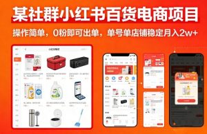 某社群小红书百货电商项目，操作简单，0粉即可出单，单号单店铺稳定月入2w+-第一资源库