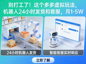 别打工了!这个多多虚拟玩法,机器人24小时发货和客服,月1-5W【揭秘】-第一资源库
