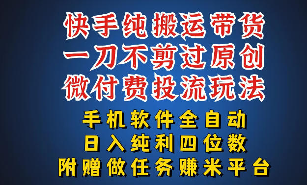 最新黑科技快手搬运带货方法，手机就能操作，轻松带你日入四位数【揭秘】-第一资源库