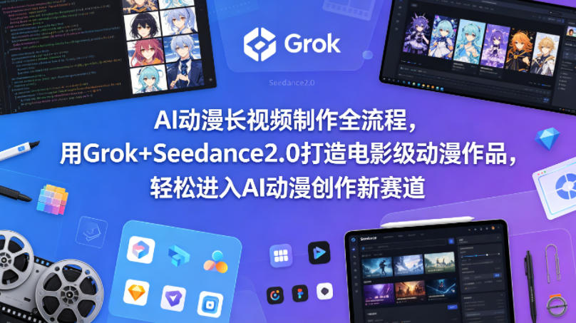 AI动漫长视频制作全流程，用Grok+Seedance2.0打造电影级动漫作品，轻松进入AI动漫创作新赛道-第一资源库