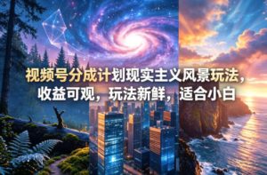 视频号分成计划现实主义风景玩法，收益可观，玩法新鲜，适合小白-第一资源库