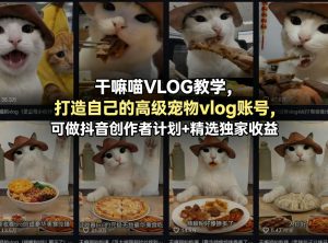干嘛喵VLOG教学，打造自己的高级宠物vlog账号，可做抖音创作者计划+精选独家收益-第一资源库