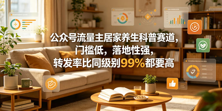 公众号流量主居家养生科普赛道，门槛低，落地性强，转发率比同级别99％都要高-第一资源库