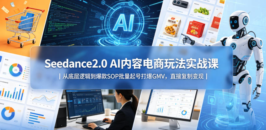 Seedance2.0 AI内容电商玩法实战课｜从底层逻辑到爆款SOP批量起号打爆GMV，直接复制变现-第一资源库