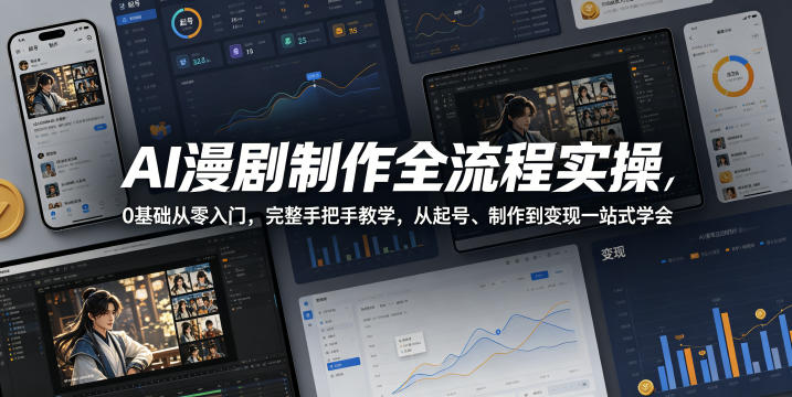 AI漫剧制作全流程实操，0基础从零入门，完整手把手教学，从起号、制作到变现一站式学会-第一资源库