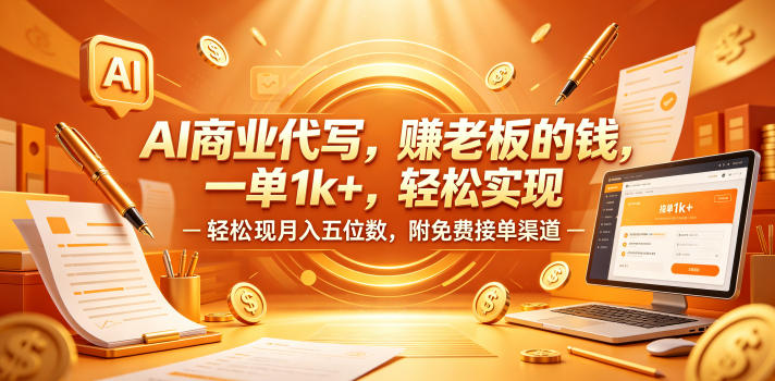AI商业代写，賺老板的钱，一单1k+，轻松实现月入五位数，附免费接单渠道【揭秘】-第一资源库