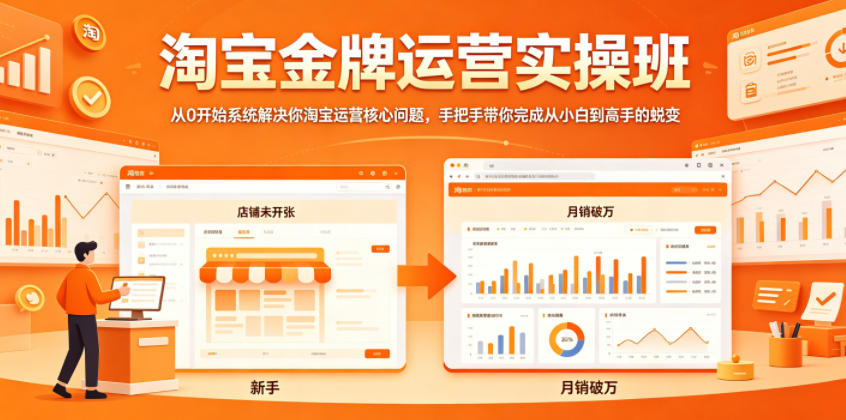 淘宝金牌运营实操班，从0开始系统解决你淘宝运营核心问题，手把手带你完成从小白到高手的蜕变-第一资源库
