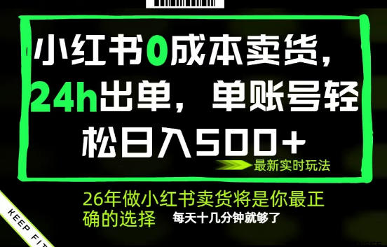 小红书0成本AI卖货，24小时出单，全流程托管，保底日入500+，每天十几分钟就够了【揭秘】-第一资源库