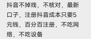 苹果手机抖音无限注册技术，不掉线不核对丨效果自测-第一资源库