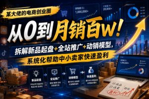 某大佬的电商创业圈从0到月销百W!拆解新品起盘+全站推广+动销模型,系统化帮助中小卖家快速盈利-第一资源库